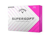 Roze Callaway Supersoft golfballen met logo, voorkant van de doos met de Callaway Supersoft ervoor