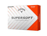 Oranje Callaway Supersoft golfballen met logo, voorkant van de doos met de Callaway Supersoft ervoor
