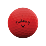 Rode Callaway Supersoft golfballen met logo, het logo van Callaway afgebeeld op de bal